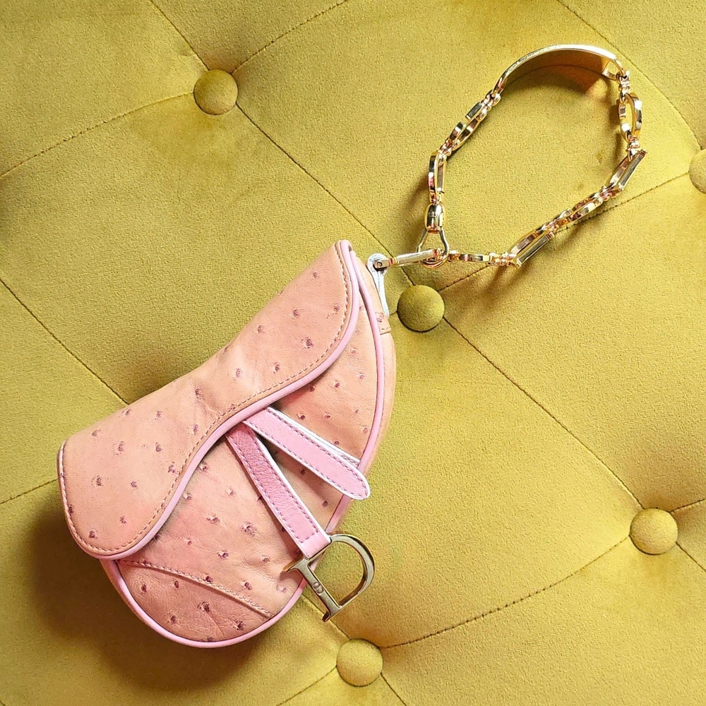 **SOLD**Dior Saddle Bag Mini Wristlet Ostrich